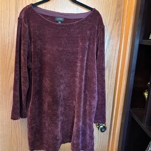 J. Jill Plush Velvet Long-Sleeve Tunic in Deep Wine